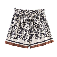 Ethnic Style Silk Satin Textured Printed Shorts