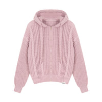 Idle Style Twist Knitted Hooded Sweater