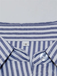 Cotton Polyester Striped Single-breasted Long Sleeve Shirt