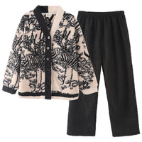 Casual Fleece-lined Loungewear Two-piece Suit
