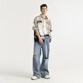 New Trendy Brand Street Retro Style Personality Washed Wide Leg Jeans