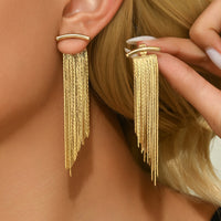 Irregular Slanted Long Tassel Earrings