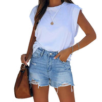 Women's Wash Hole Slim Fit All-matching Denim Shorts