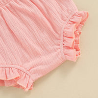Girls Summer Suspender Shorts Suit
