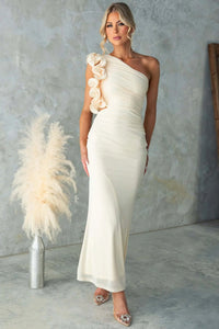 Fashionable Mesh Slim Fit Off Shoulder Mid Length Dress