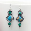 Vintage Thai Silver-plated Dragon Crystal Turquoise Earrings