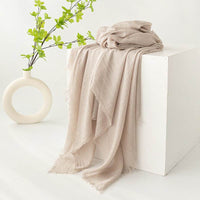 Strict Selection Summer Cotton And Linen Scarf Solid Color Simple Sun Protection