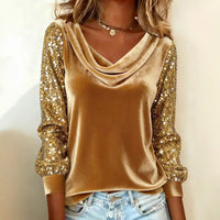 Elegant Velvet Long Sleeve Shirts For Women Autumn Winter Solid Color Loose Women Blouses Fashion Pullover Tops Party Clothes