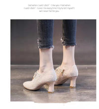 Bow-knot Pointed-toe Rhinestone High-heel British Leather Shoes