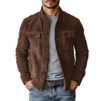 Vintage Single-breasted Jacket Men's Casual Motorcycle Faux Suede Tops