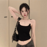Womens Solid-Color Short Camisole With Padded Cups And Invisible Straps