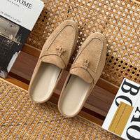 Tasseled Hidden-Heel Closed-Toe Half Slippers For Women