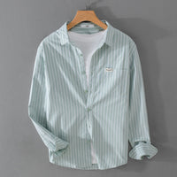 Oxford Japanese Style Shirt Cotton Clothes Leisure Iron-free Stripes