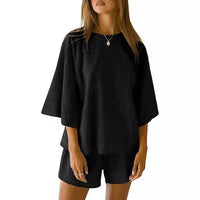 Women's Elastic-Waist Shorts Fashionable Casual Set