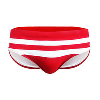 Men's Mixed Color Stripe Swim Briefs Rear Small Pocket Beach Swimming Simple Foreign Trade Triangle Bikini