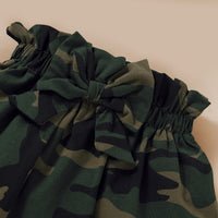 Girls' Letter Print Short Sleeve Top Three-piece Camouflage Skirt