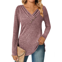 Women's Long Sleeve V-neck Button-up Shirt