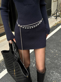 Fashion Silver Pearl Alloy Waist Chain
