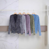 European And American Old Knitted Coat Women's Loose V-neck