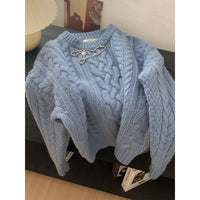 Thickened Loose Lazy Wear Slim Solid Color Knitted Sweater