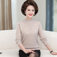 Mock Neck Sweater Mom's Fashionable Pullover Bottoming Shirt