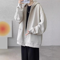 Waffle-Weave Corduroy Cardigan Sweater Mens AutumnWinter