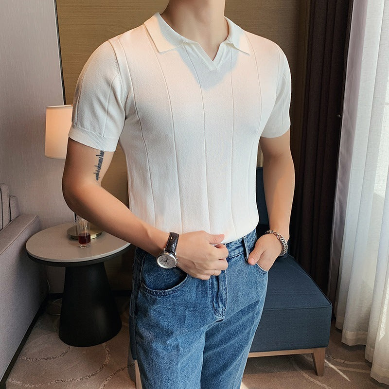 Ice Silk Short Sleeve T-shirt Men's Business