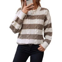 Retro Loose Round Neck Twisted Sweater Top