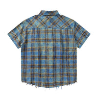 Short Sleeve Plaid Shirt Men's Retro Tie-dye