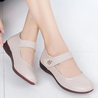 Womens Softsoled Peeptoe Leather Shoes With A Single Strap