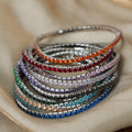 S925 Sterling Silver Fully Diamond-studded Elastic Bracelet, European And American Style