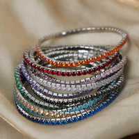 S925 Sterling Silver Fully Diamond-studded Elastic Bracelet, European And American Style