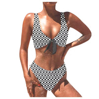 Print Knotted Wide Strap Split Bikini
