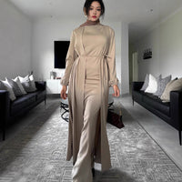 Middle Eastern Turkish Elegant Dress And Cardigan Set