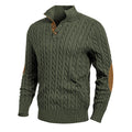 Slim-fit Buttoned Turtleneck Suede Stitching Sweater