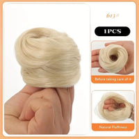 Female Hair Loop Simulation With Fluffy Wig And Rubber Band