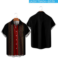 Summer Stripes Floral 3D Printed Short Sleeve Fashion Polo Collar Men's Pocket Shirt