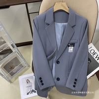 Gray-Blue Textured Blazer For Women Designer-Style Street-Style Suit Jacket Thats A Social Media Sensation