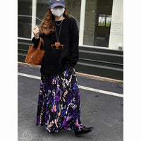 Vintage Crumpled Design Sense Niche Floral Skirt