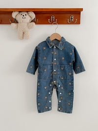 Child Bear Denim Jumpsuit