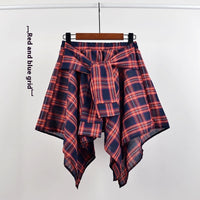 College Style Plaid Irregular Dance Skirt