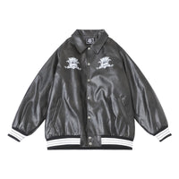 Flower Letter Printing Motorcycle Jacket Men