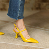 Women's Leather Buckle Stiletto Pointed Toe Sandals