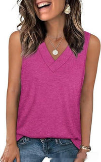 V-neck Casual Loose-fit Sleeveless Shirt