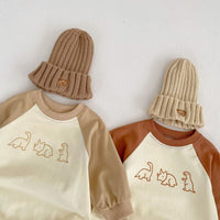 Half High Collar Baby Cotton Long Sleeved Romper With Wooden Ear Edge
