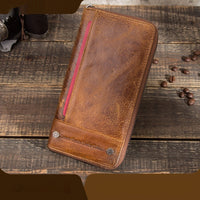 Cowhide Anti-theft Swiping Men's Long Genuine Leather Men's Zipper Bag