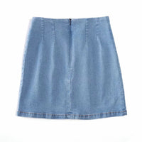 High Waist Stretch Double Slit Denim Hip-wrapped Skirt Skirt