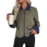 Retro Color Contrast Patchwork Coat Elegant High-end Short Coat For Women