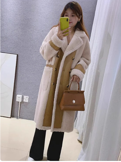 Double Breasted Lamb Fur Coat