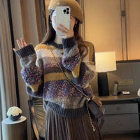 Colorful Loose-fit Striped Knit Sweater